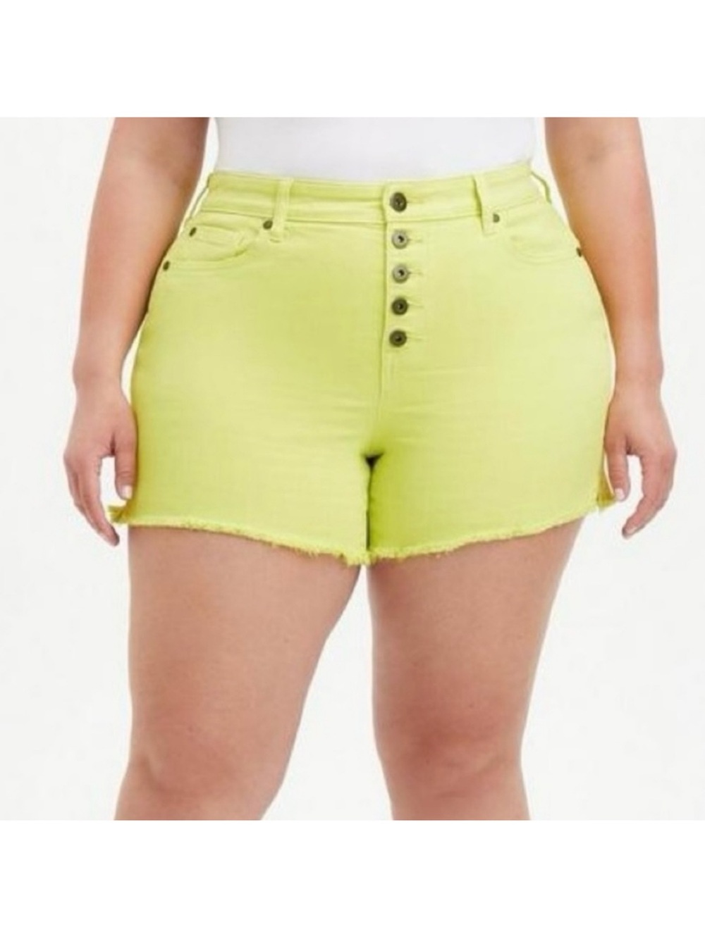 Torrid High-Rise Yellow Button-Front Denim Shorts plus size 22